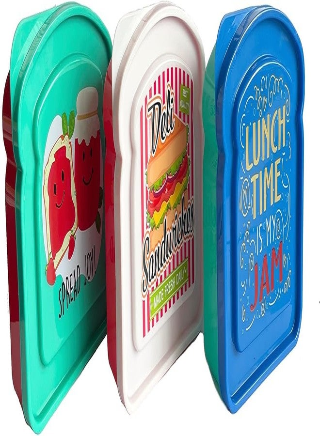 Bexter Set of 3 Toast Shaped Sandwich Boxes Food Storage Sandwich Containers, 2 cups / 16 oz / (Pack of 3) - Image 2